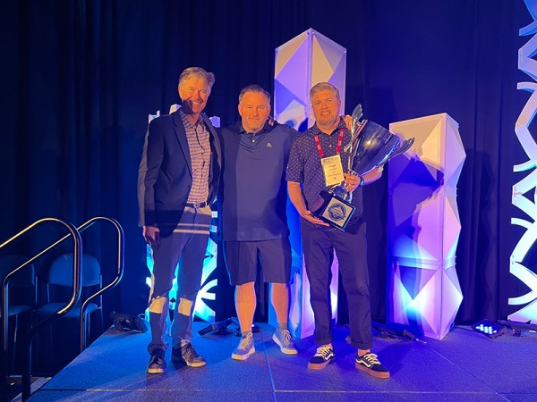 Jon Rucker  HEAD presents Joe Hession and Hugh Reynolds from Big SNOW with the  23 Conversion Cup Jon Rucker  HEAD presents Joe Hession and Hugh Reynolds from Big SNOW with the  23 Conversion Cup